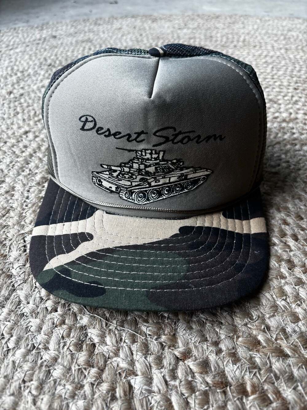 Vintage Desert Storm Tank Camo Mesh Trucker Hat One Size